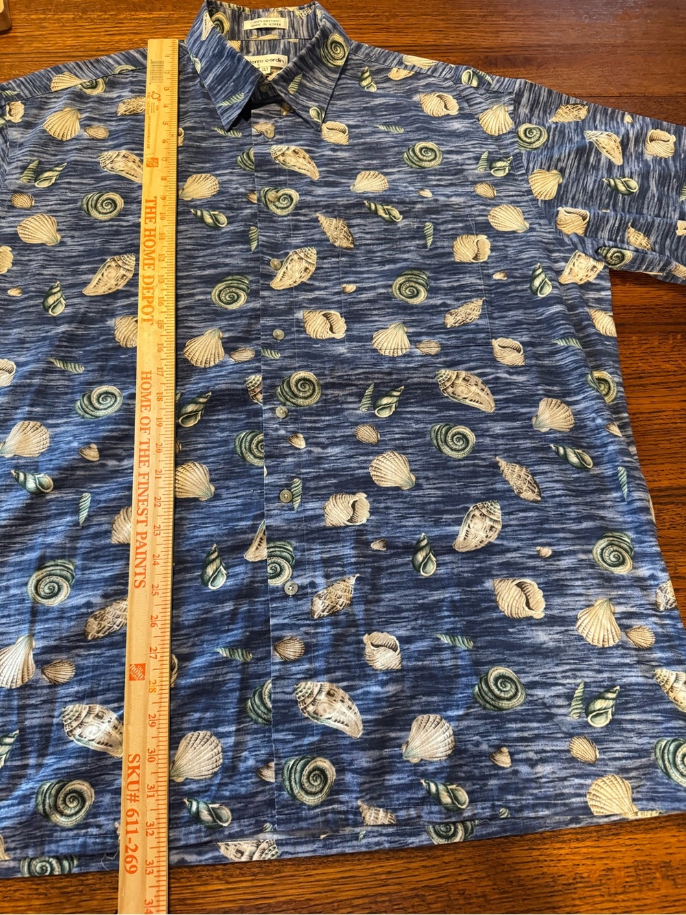 Pierre Cardin VTG XLT Blue Seashell Button Down Men's Shirt 100% Cotton - Picture 9 of 9